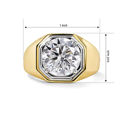 D'Joy Moissanite 5.30 ctw Men's Ring in 18K Vermeil Yellow Gold Over Sterling Silver (Size 10.0)