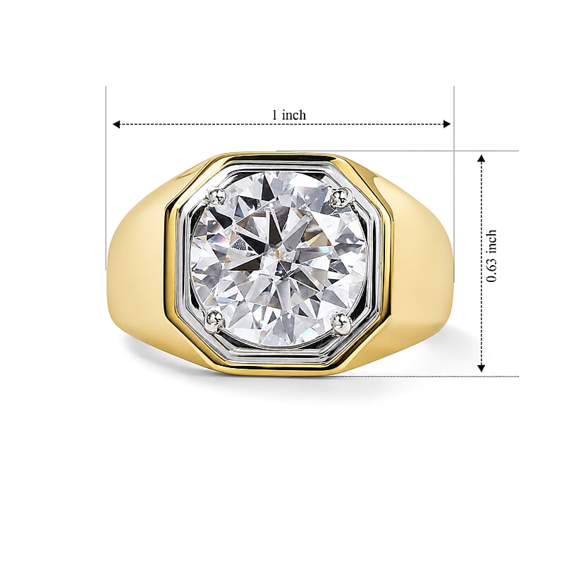 D'Joy Moissanite 5.30 ctw Men's Ring in 18K Vermeil Yellow Gold Over Sterling Silver (Size 10.0)