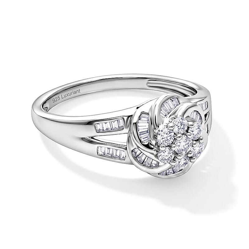 Luxuriant Lab Grown Diamond G-H SI 0.50 ctw Ring in Rhodium Over Sterling Silver (Size 6.0)