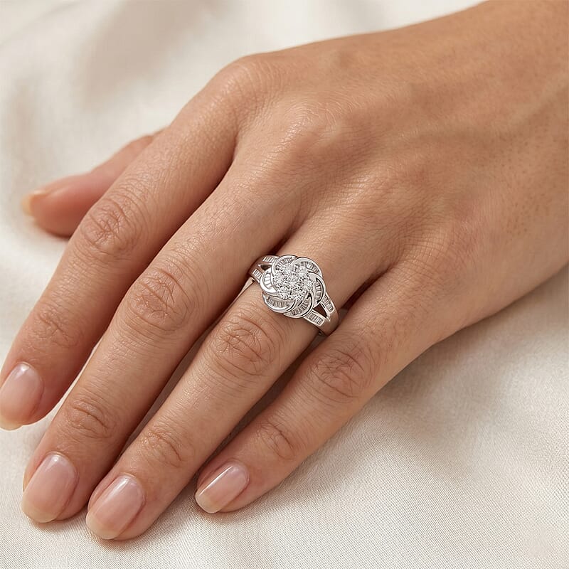 Luxuriant Lab Grown Diamond G-H SI 0.50 ctw Ring in Rhodium Over Sterling Silver (Size 6.0)