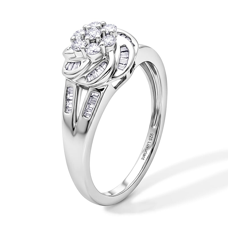 Luxuriant Lab Grown Diamond G-H SI 0.50 ctw Ring in Rhodium Over Sterling Silver (Size 6.0)