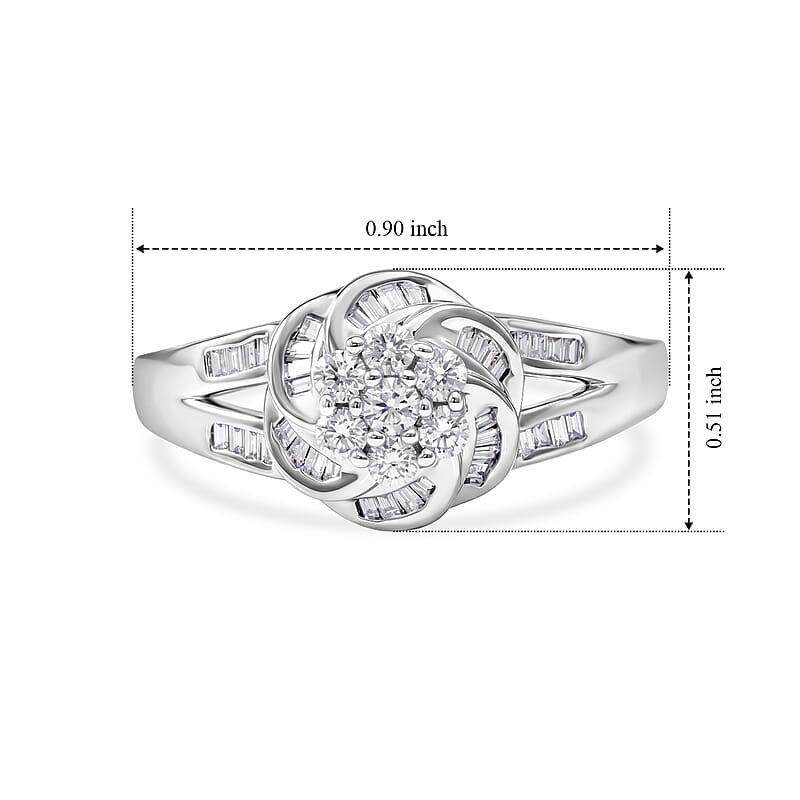 Luxuriant Lab Grown Diamond G-H SI 0.50 ctw Ring in Rhodium Over Sterling Silver (Size 6.0)