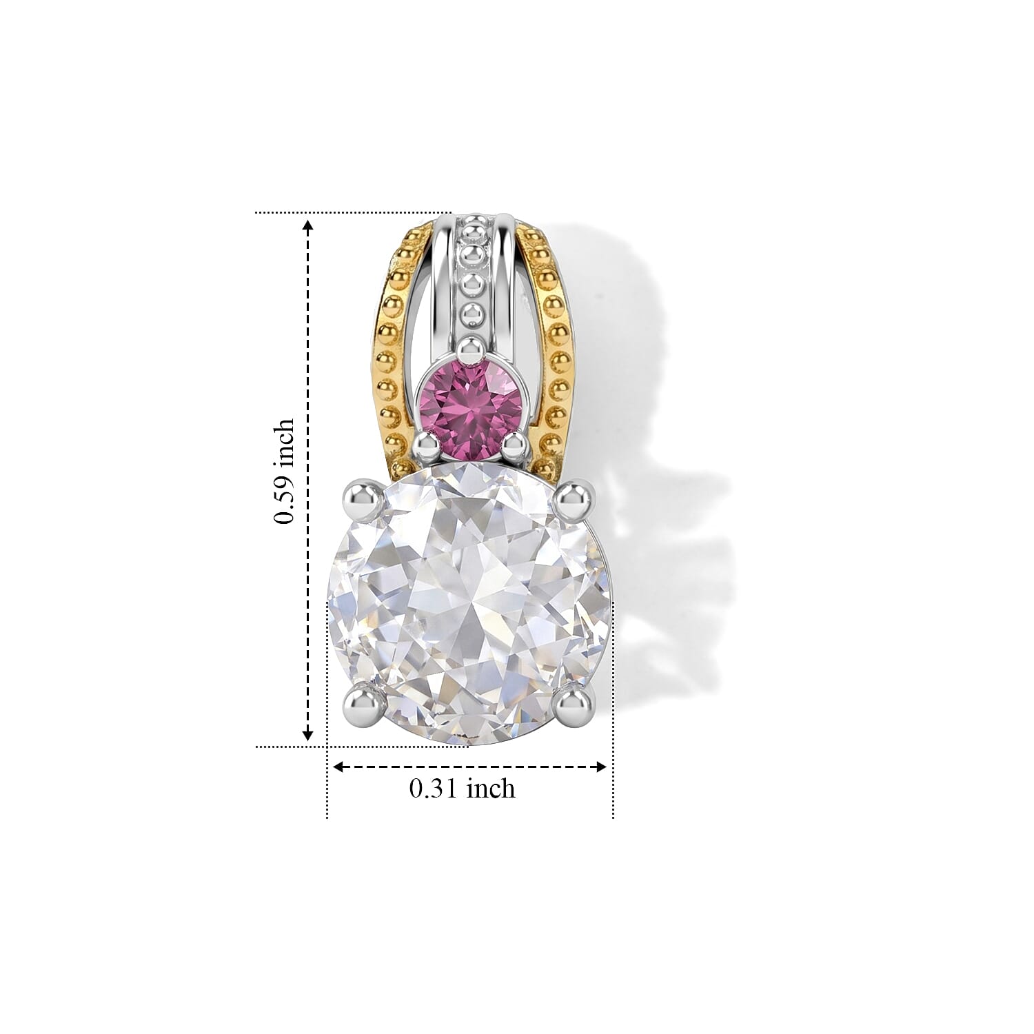 EverTrue Simulated White and Orchid Diamond Earrings in 18K YG Plated and Platinum Bond