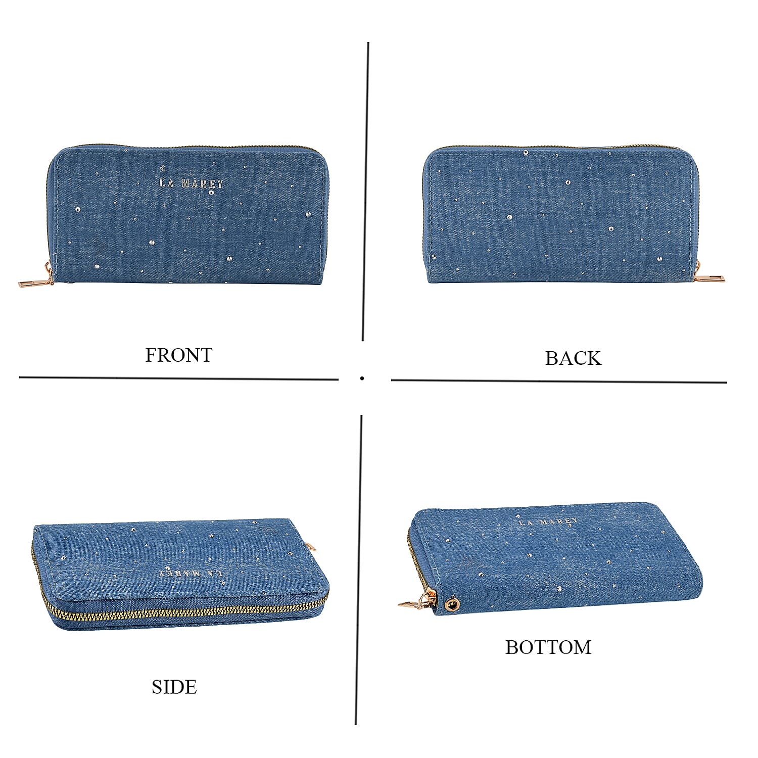 La Marey Blue Set of 2 Denim RFID Wallet with TPU Logo