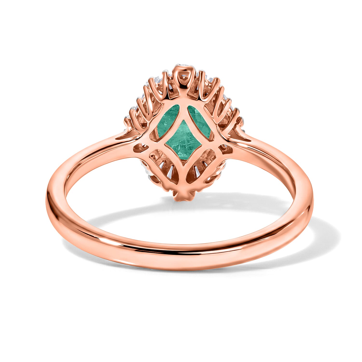 Premium Kagem Zambian Emerald and Luxuriant Lab Grown Diamond G-H SI 1.55 ctw Ring in 18K Vermeil Rose Gold Over Sterling Silver (Size 4.0)