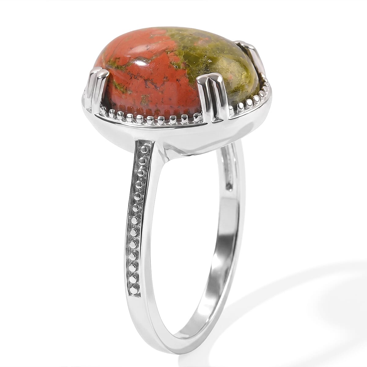 EverTrue Unakite 7.00 ctw Ring in Stainless Steel (Size 8.0)