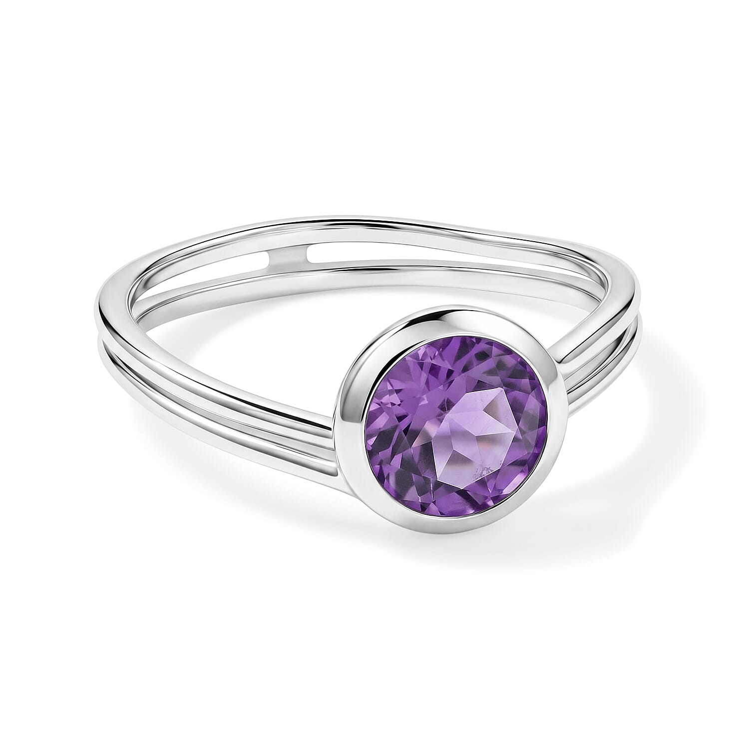 Amethyst 1.05 ctw Solitaire Ring in Sterling Silver (Size 8.0)