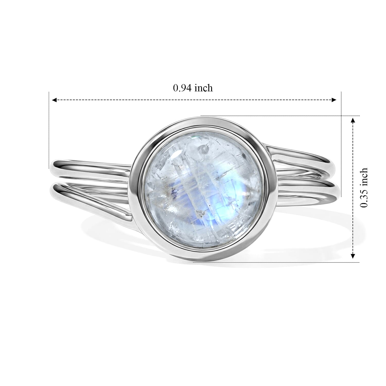 White Moonstone 1.70 ctw Solitaire Ring in Sterling Silver (Size 8.0)