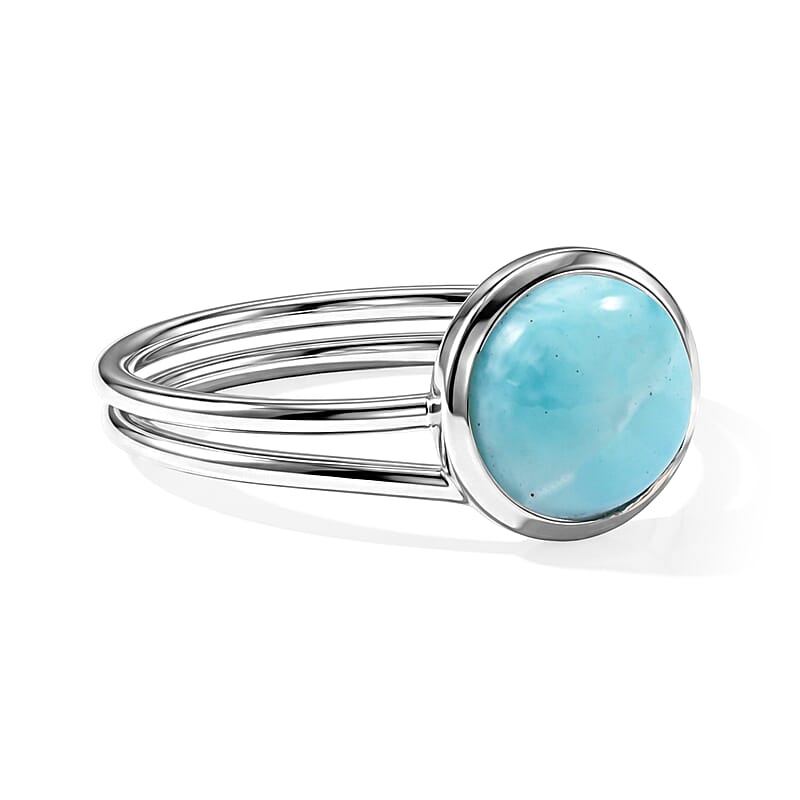 Larimar 1.70 ctw Solitaire Ring in Sterling Silver (Size 9.0)