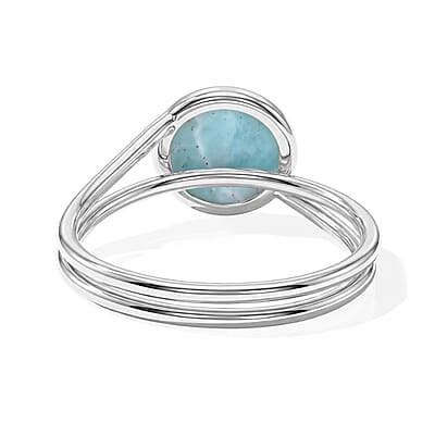 Larimar 1.70 ctw Solitaire Ring in Sterling Silver (Size 9.0)