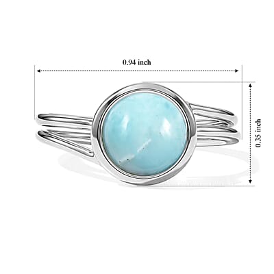 Larimar 1.70 ctw Solitaire Ring in Sterling Silver (Size 9.0)