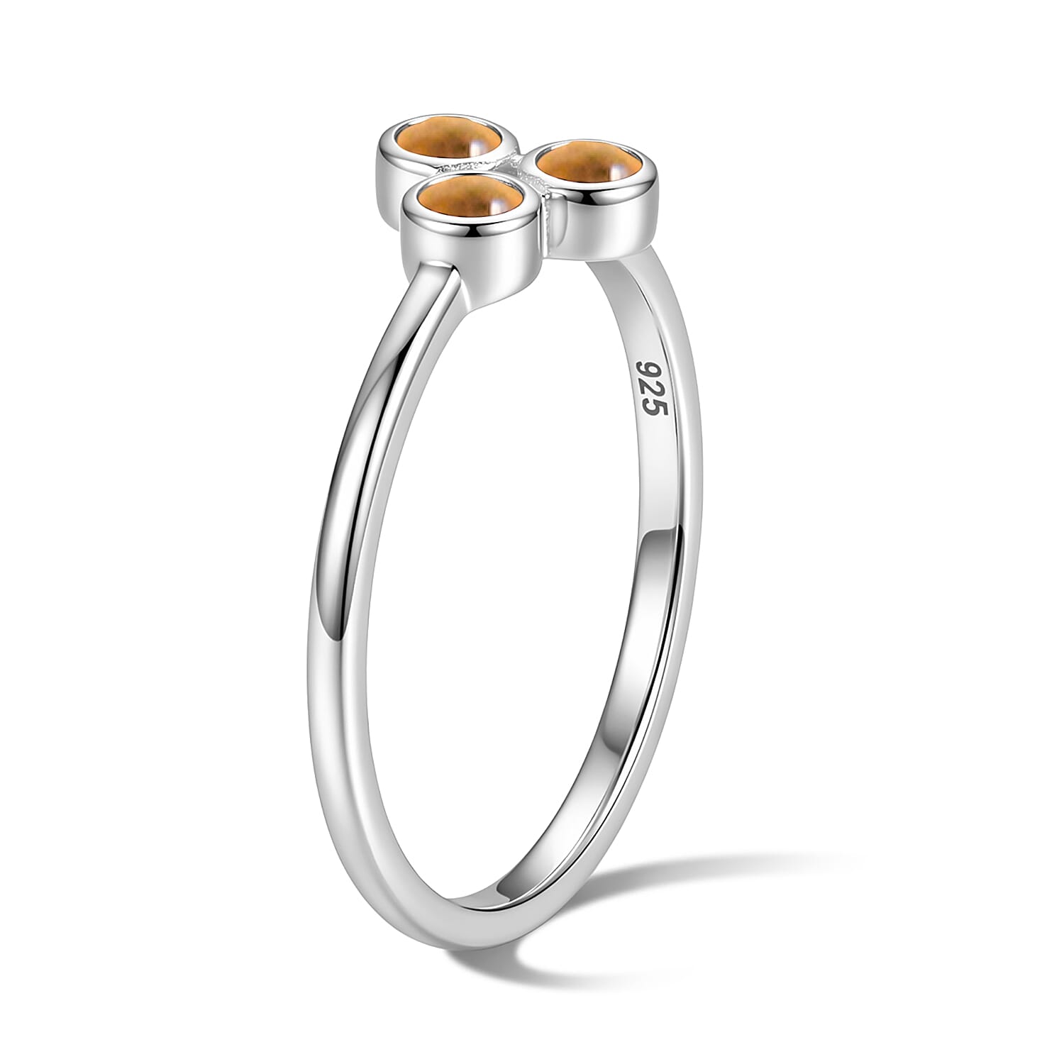 Citrine 0.05 ctw 3 Stone Ring in Sterling Silver (Size 7.0)