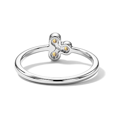 Citrine 0.05 ctw 3 Stone Ring in Sterling Silver (Size 7.0)
