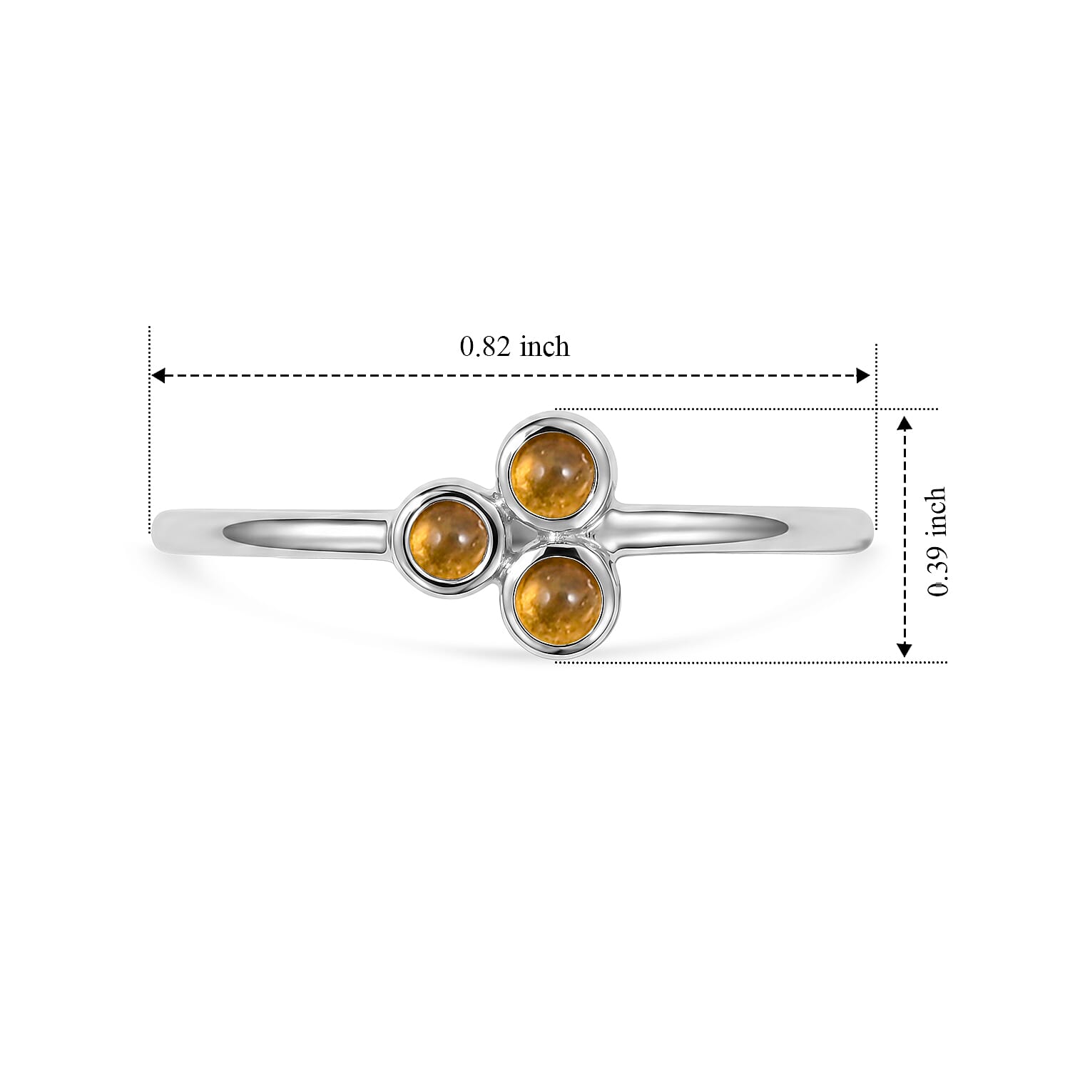 Citrine 0.05 ctw 3 Stone Ring in Sterling Silver (Size 7.0)