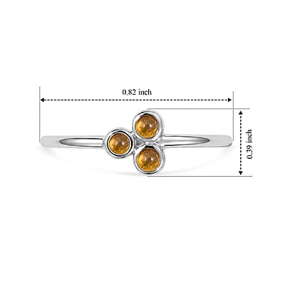Citrine 0.05 ctw 3 Stone Ring in Sterling Silver (Size 7.0)