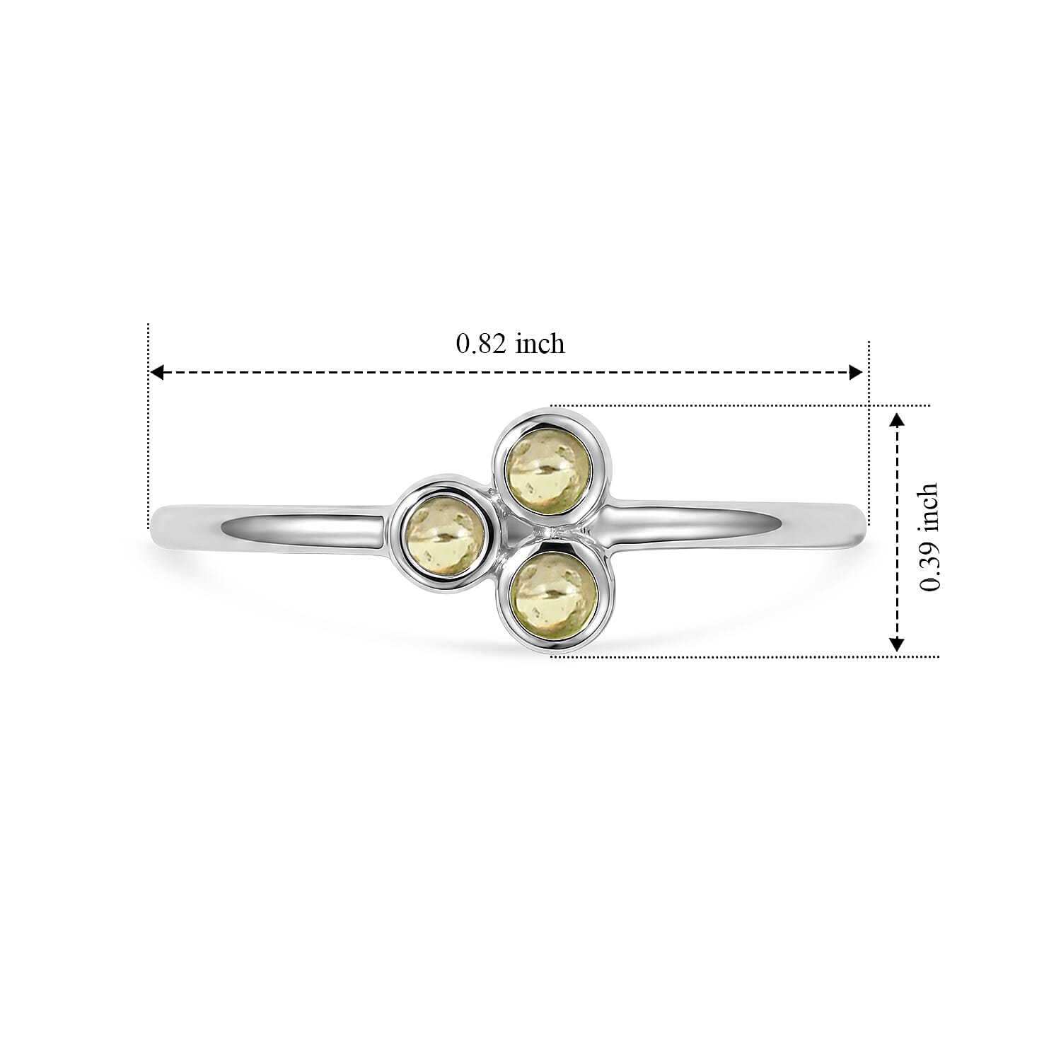 Hebei Peridot 0.05 ctw 3 Stone Ring in Sterling Silver (Size 7.0)