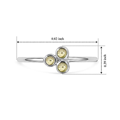 Hebei Peridot 0.05 ctw 3 Stone Ring in Sterling Silver (Size 8.0)