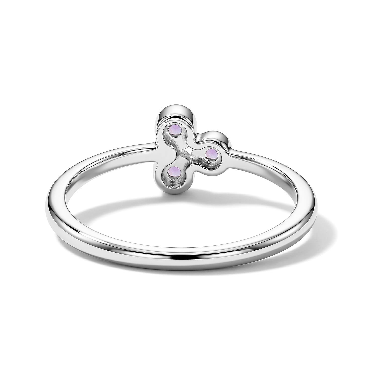 Amethyst 0.05 ctw 3 Stone Ring in Sterling Silver (Size 7.0)