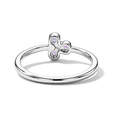 Amethyst 0.05 ctw 3 Stone Ring in Sterling Silver (Size 7.0)