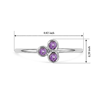 Amethyst 0.05 ctw 3 Stone Ring in Sterling Silver (Size 7.0)