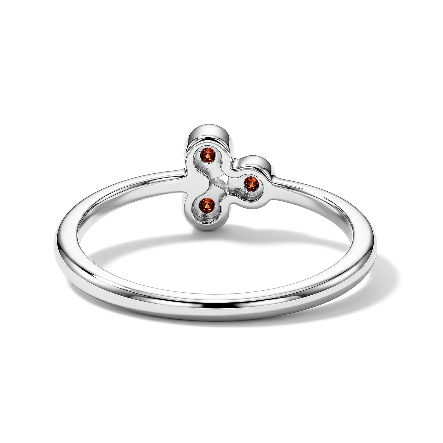 Red Garnet 0.05 ctw 3 Stone Ring in Sterling Silver (Size 8.0)