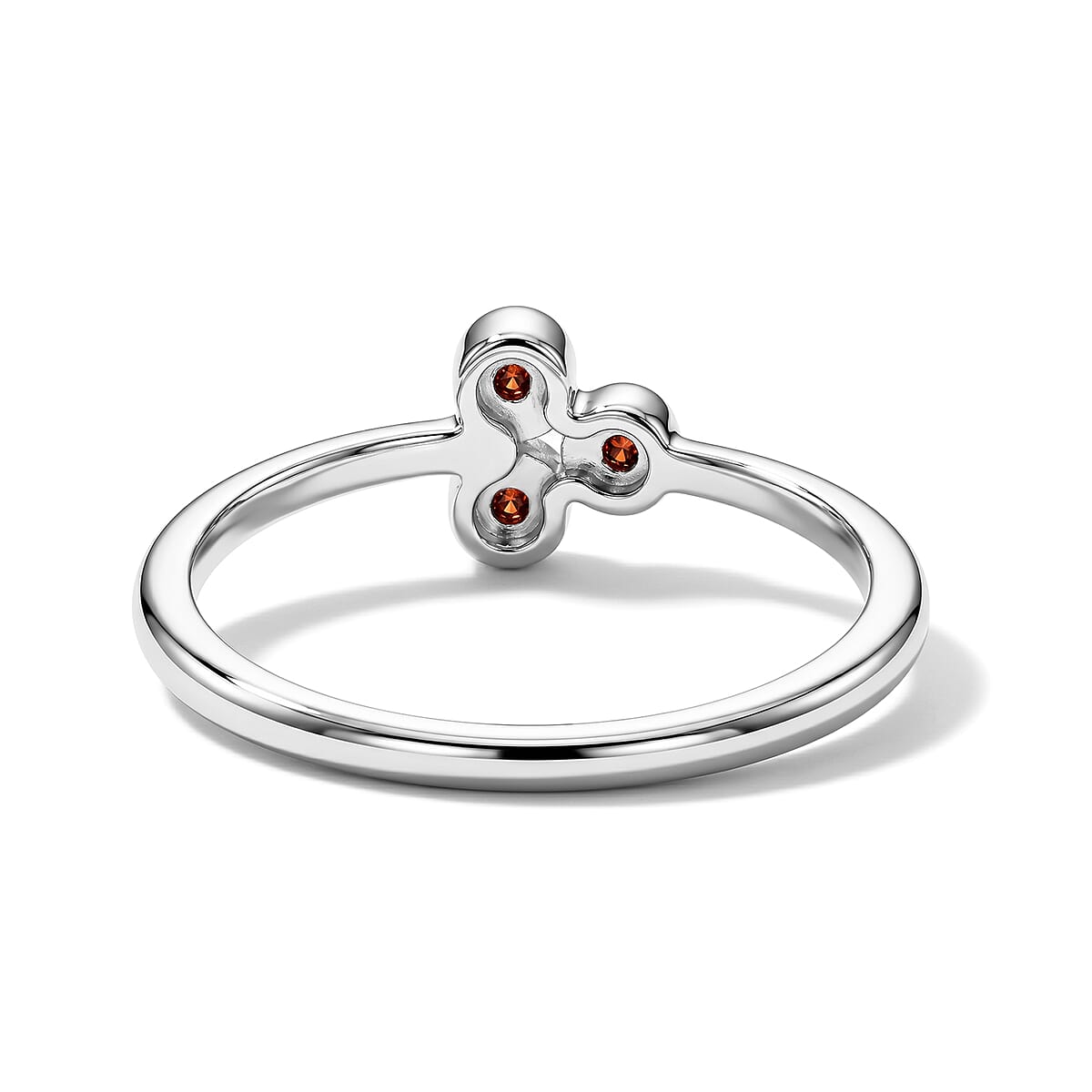 Red Garnet 0.05 ctw 3 Stone Ring in Sterling Silver (Size 8.0) image number 4
