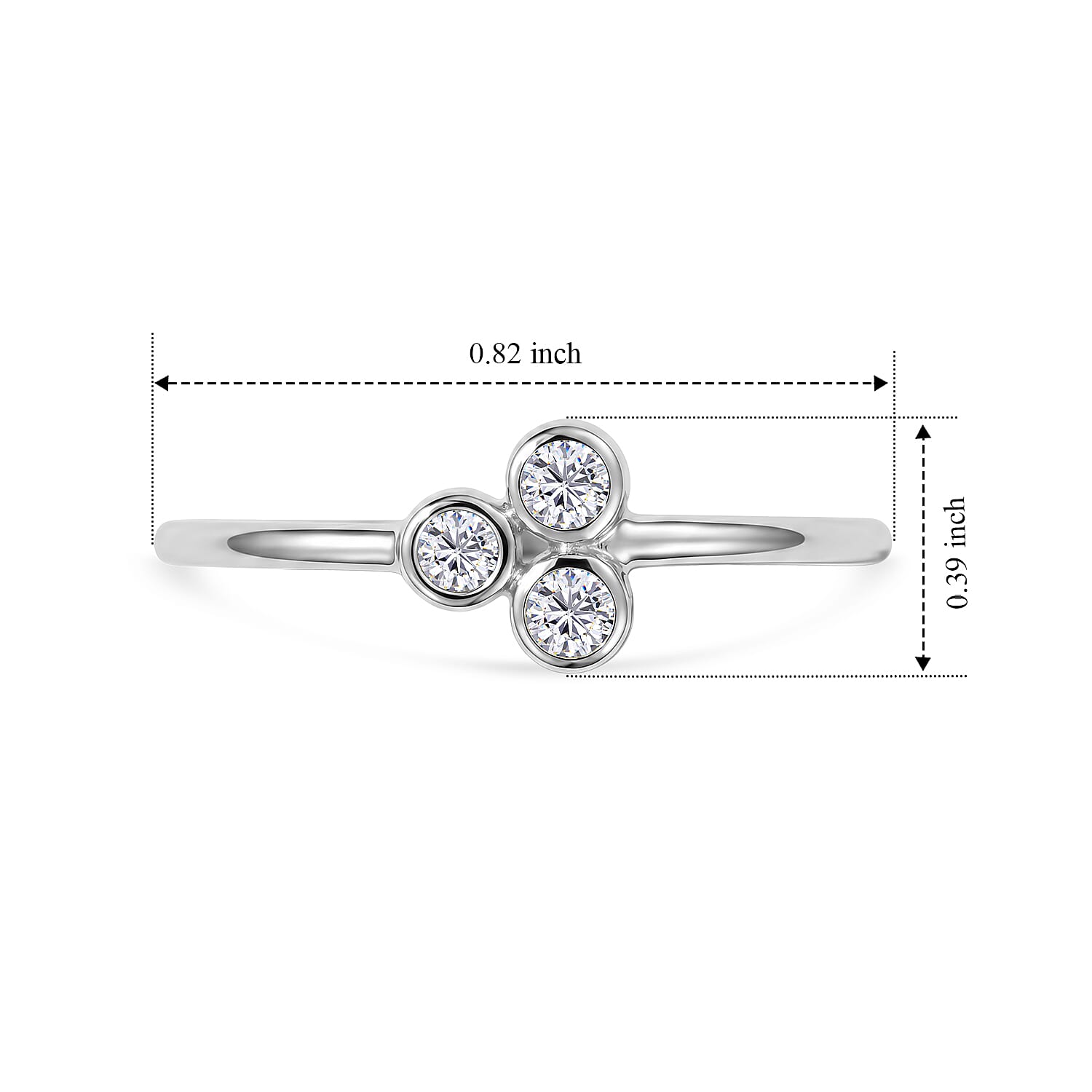 White Topaz 0.05 ctw 3 Stone Ring in Sterling Silver (Size 5.0)