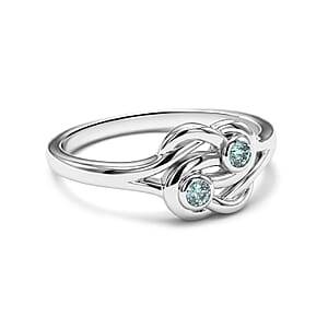 Aquamarine 2 Stone Knot Ring in Sterling Silver (Size 8.0)