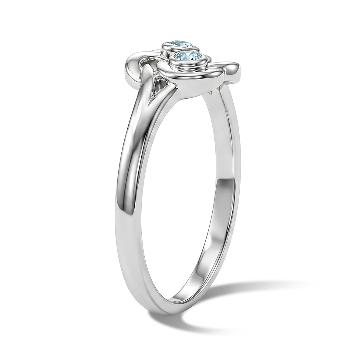 Aquamarine 2 Stone Knot Ring in Sterling Silver (Size 8.0) image number 3
