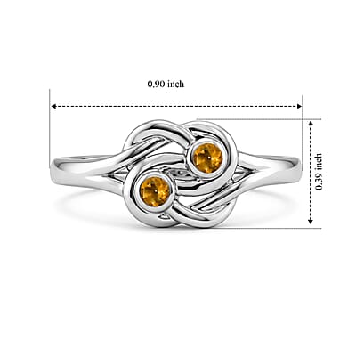 Citrine 2 Stone Knot Ring in Sterling Silver (Size 7)