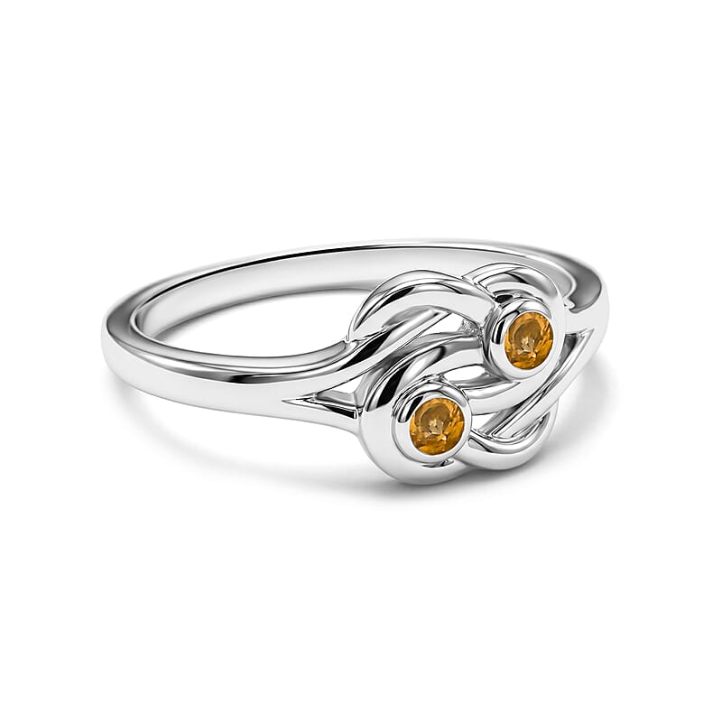 Citrine 2 Stone Knot Ring in Sterling Silver (Size 8.0)