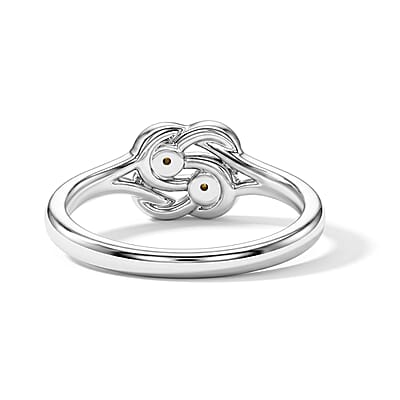 Citrine 2 Stone Knot Ring in Sterling Silver (Size 8.0)