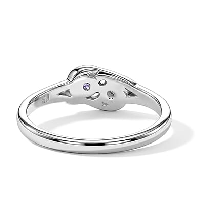 Amethyst and White Topaz 2 Stone Knot Ring in Sterling Silver (Size 6.0)