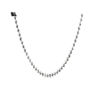 3mm Moon Cut Chain Necklace in Rhodium Over Sterling Silver 14.40 Grams 24 Inches 