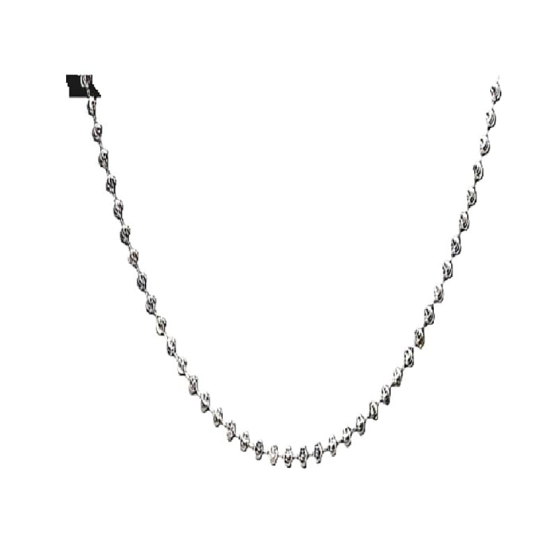 3mm Moon Cut Chain Necklace in Rhodium Over Sterling Silver 14.40 Grams 24 Inches