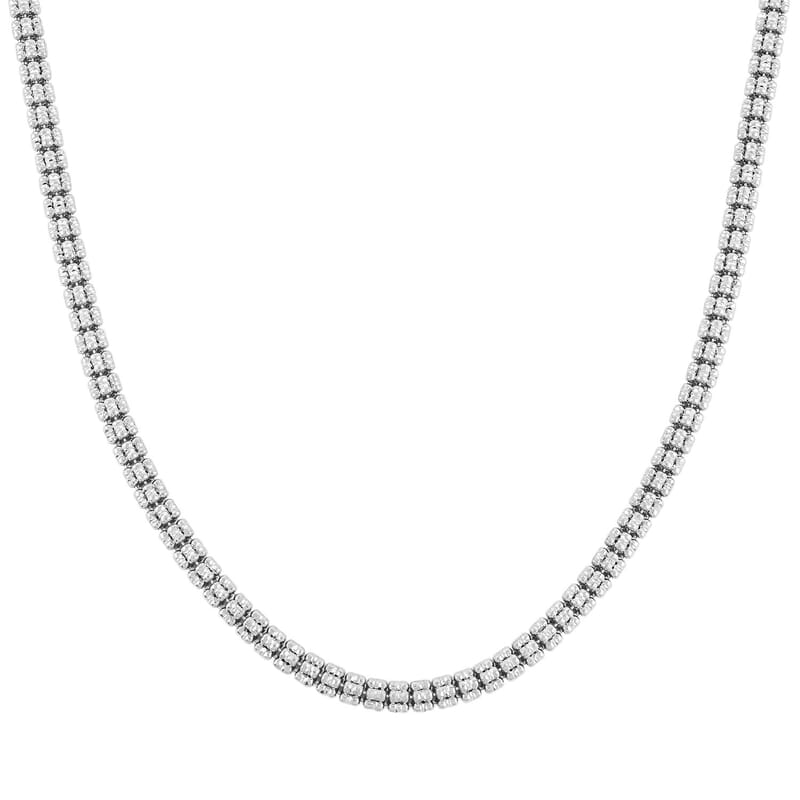 5 Line Ice Chain Necklace in Rhodium Over Sterling Silver 33.60 Grams 20 Inches