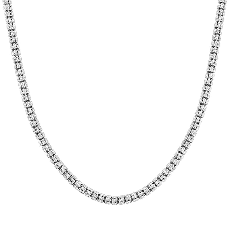 5 Line Ice Chain Necklace in Rhodium Over Sterling Silver 33.60 Grams 20 Inches