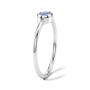 Blue Sapphire 0.50 ctw Solitaire Ring in Sterling Silver (Size 8.0)