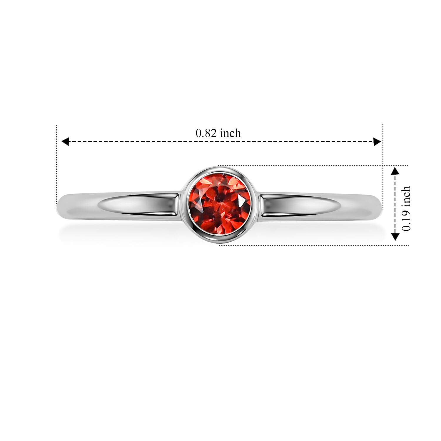 Red Garnet 0.10 ctw Solitaire Ring in Sterling Silver (Size 7.0)