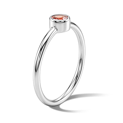 Red Garnet 0.10 ctw Solitaire Ring in Sterling Silver (Size 8.0)