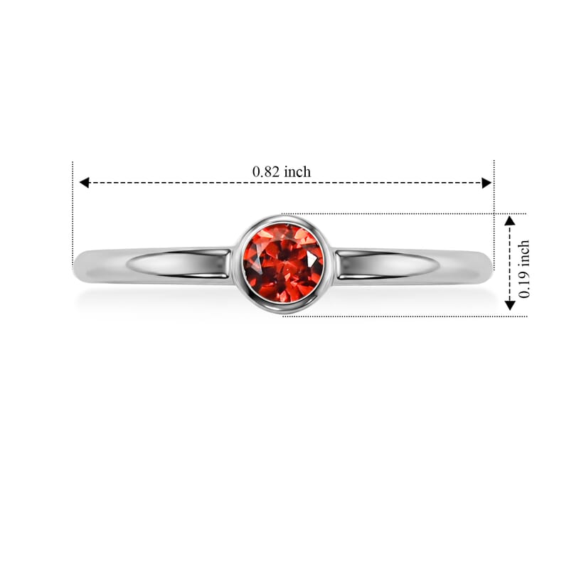Red Garnet 0.10 ctw Solitaire Ring in Sterling Silver (Size 8.0)