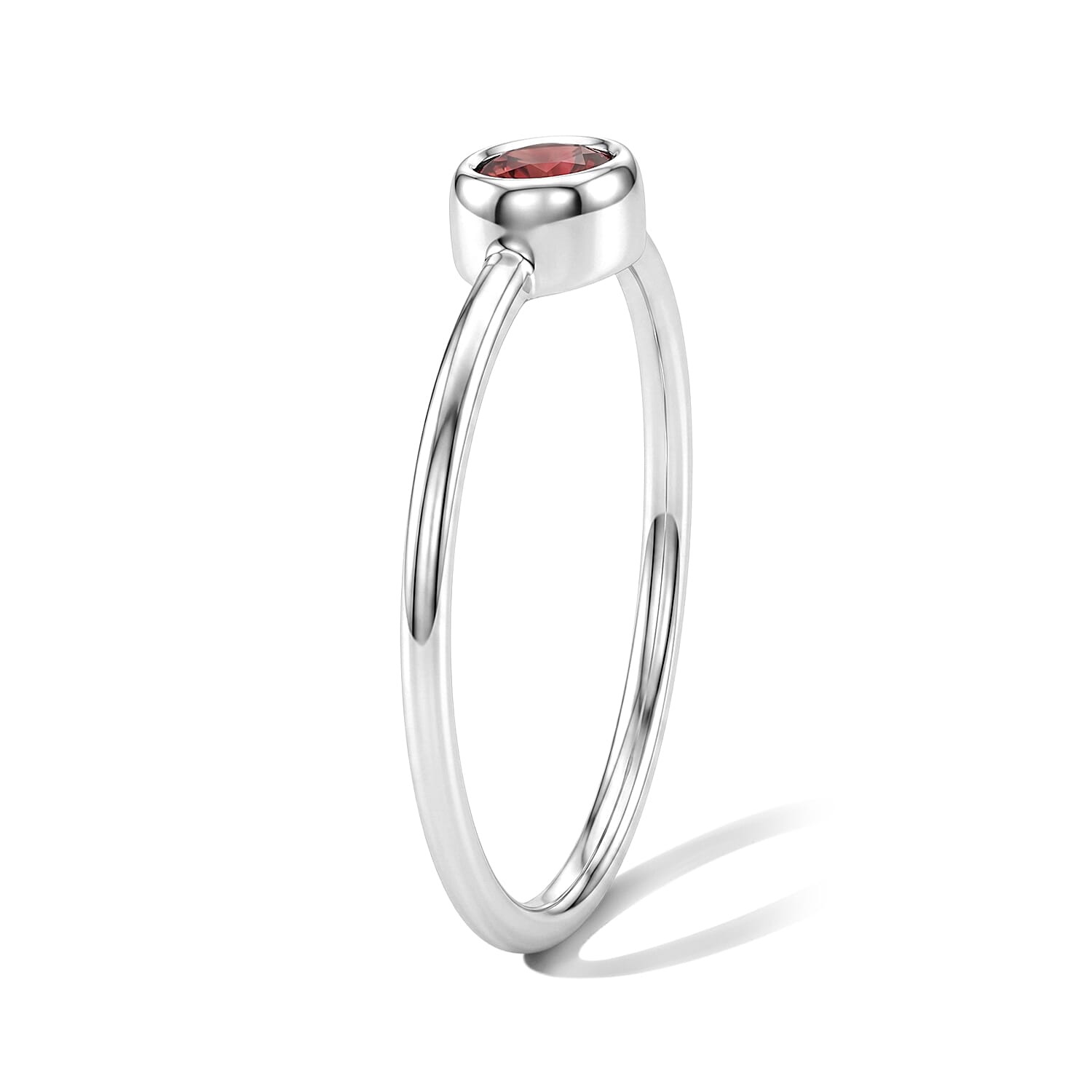 Red Garnet 0.20 ctw Solitaire Ring in Sterling Silver (Size 7.0)