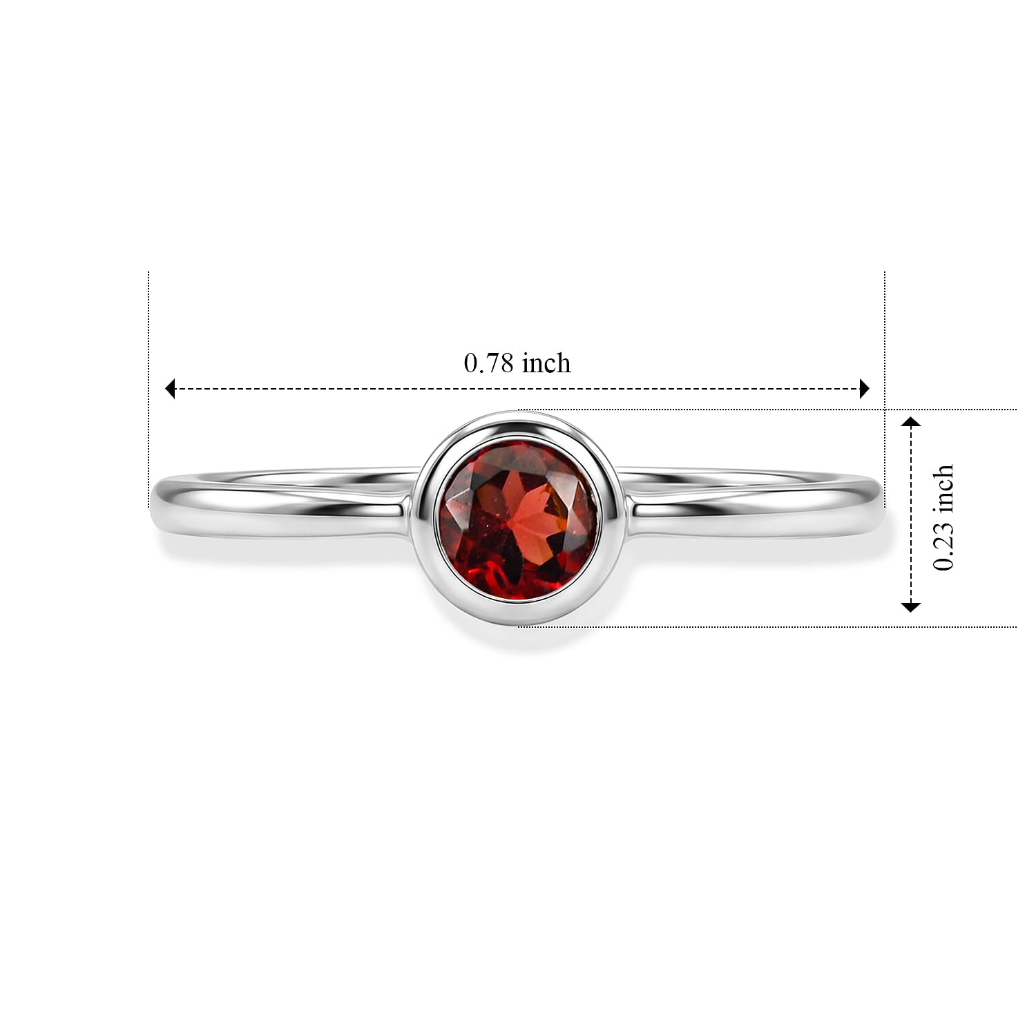 Red Garnet 0.40 ctw Solitaire Ring in Sterling Silver (Size 7.0)