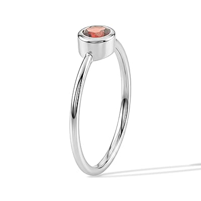 Red Garnet 0.40 ctw Solitaire Ring in Sterling Silver (Size 8.0)