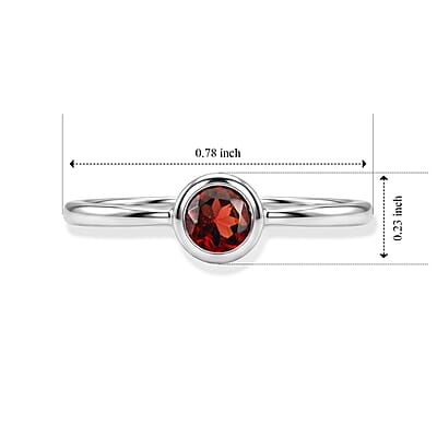Red Garnet 0.40 ctw Solitaire Ring in Sterling Silver (Size 8.0)