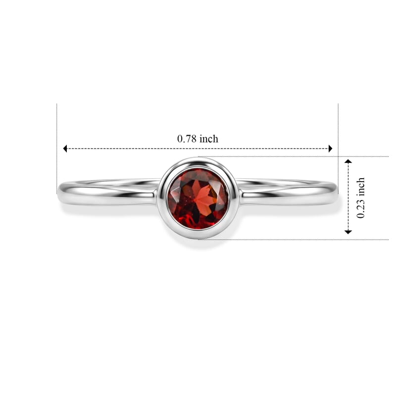 Red Garnet 0.40 ctw Solitaire Ring in Sterling Silver (Size 8.0)