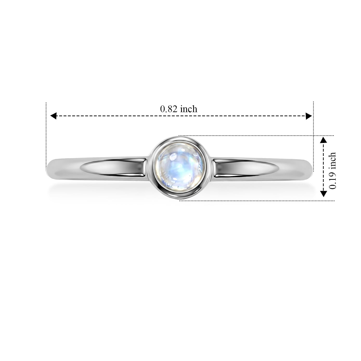 White Moonstone 0.10 ctw Solitaire Ring in Sterling Silver (Size 7.0)