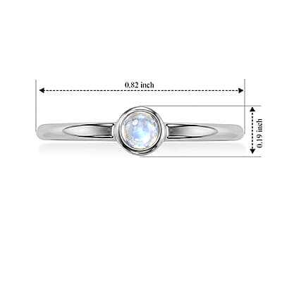 White Moonstone 0.10 ctw Solitaire Ring in Sterling Silver (Size 7.0)