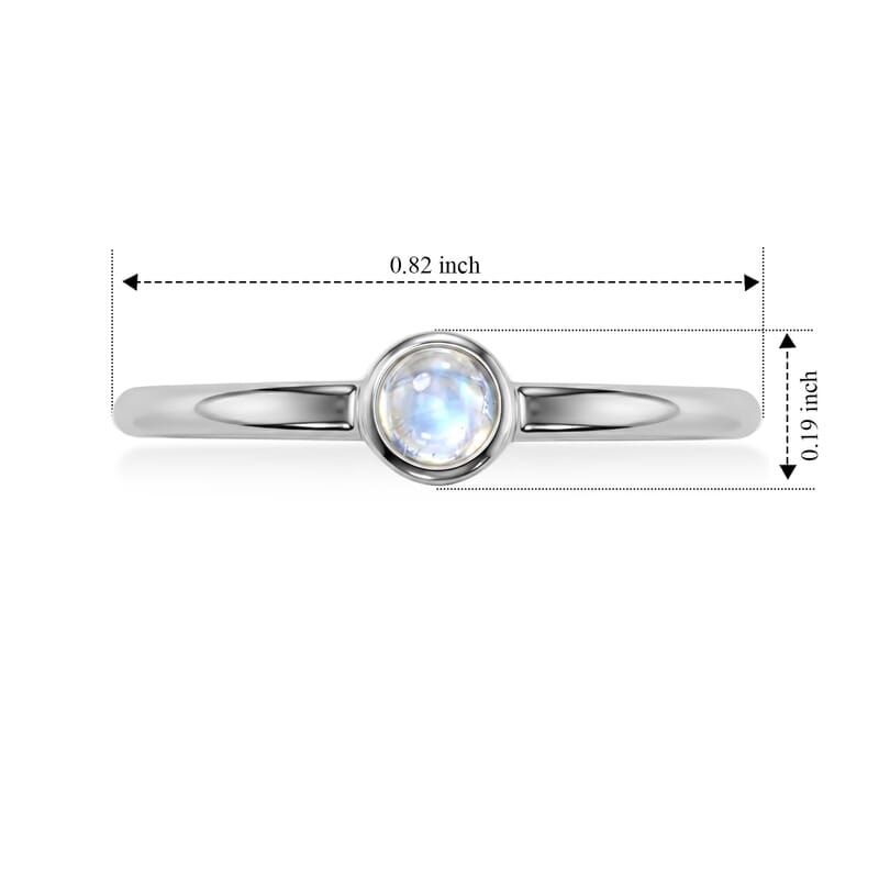 White Moonstone 0.10 ctw Solitaire Ring in Sterling Silver (Size 9.0)