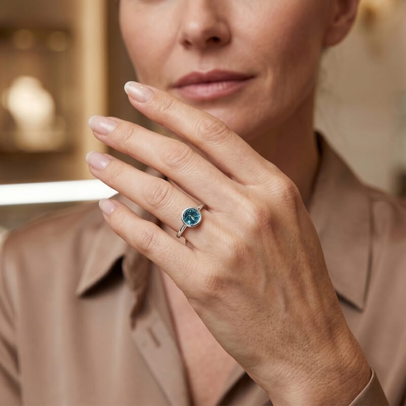 Blue Topaz 0.45 ctw Solitaire Ring in Sterling Silver (Size 8.0)